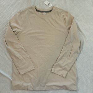 NWT Old Navy boys beige long sleeve tee shirt.  Size 10/12.
